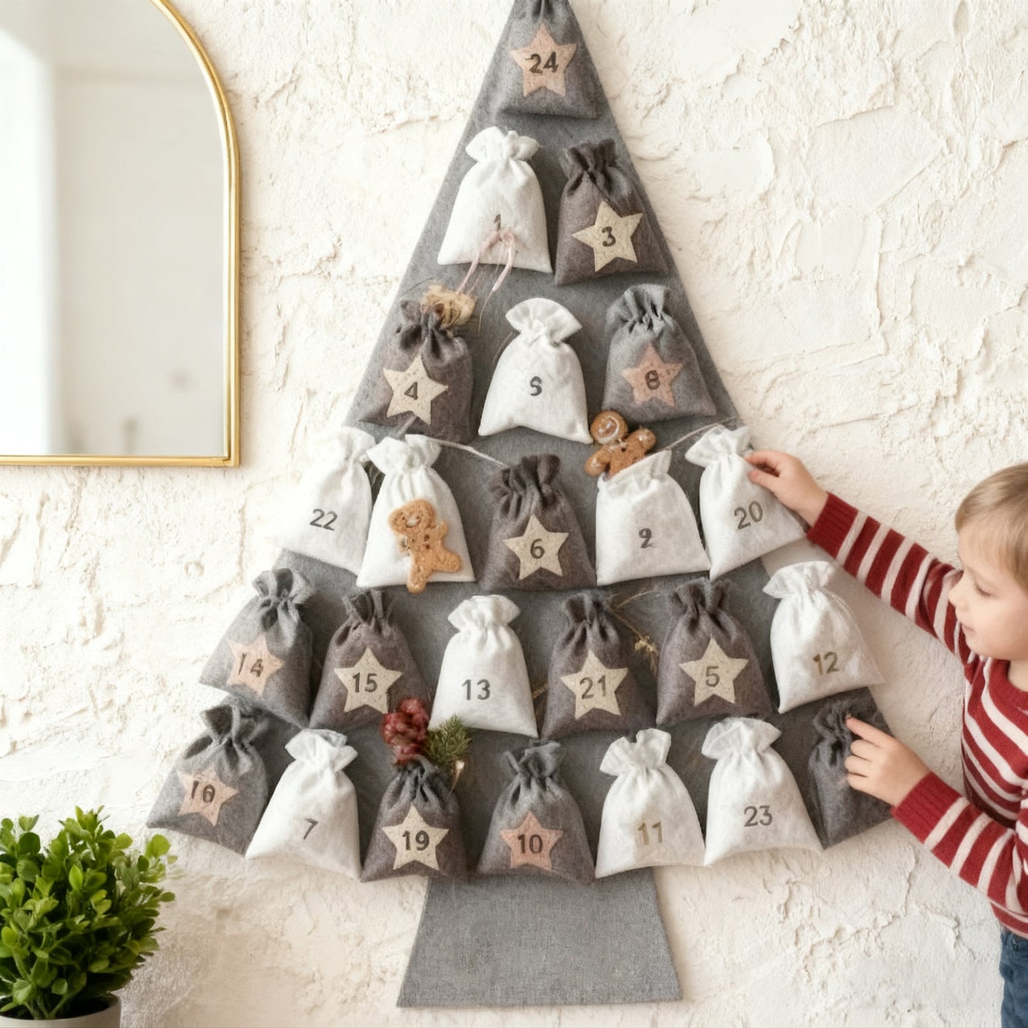 πFelt Christmas Tree Advent Calendar with 24 Pockets+π FREE Ornament Gift