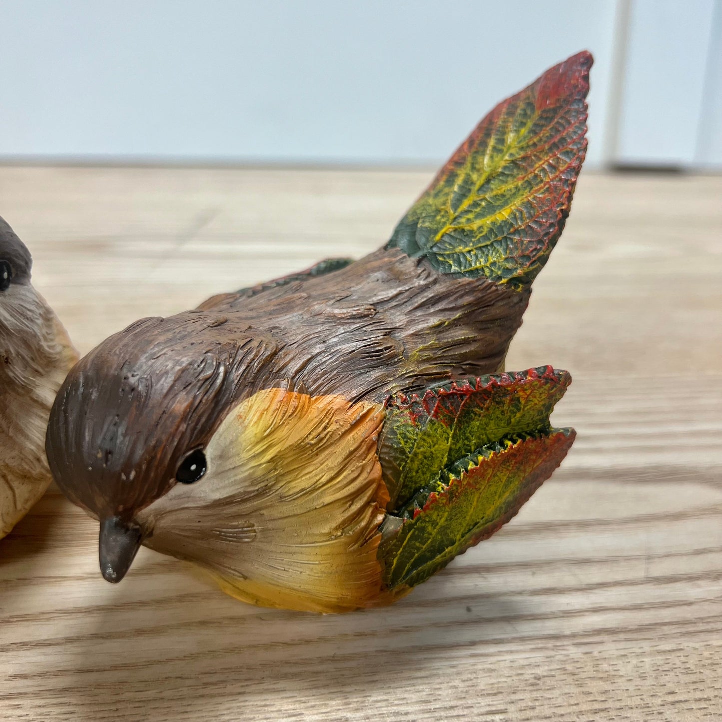 Resin Birds with Leaves - Set of 2