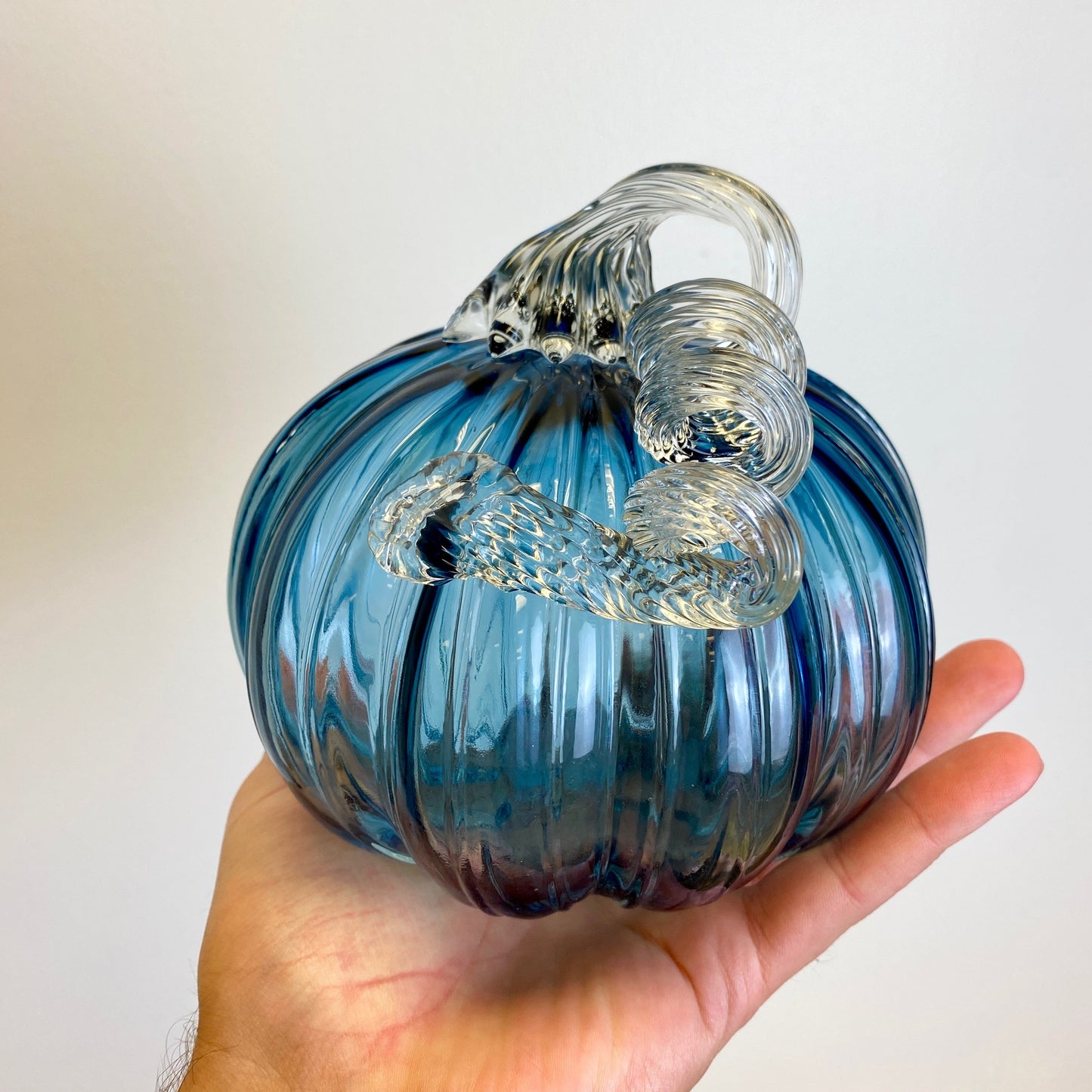 Blue Glass Pumpkin