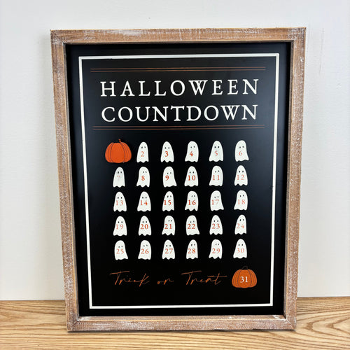 Countdown to Halloween/Autumn Leaves Reversible Wood Framed Sign