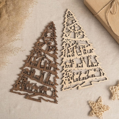 ✨ Wooden Silhouette Christmas Tree