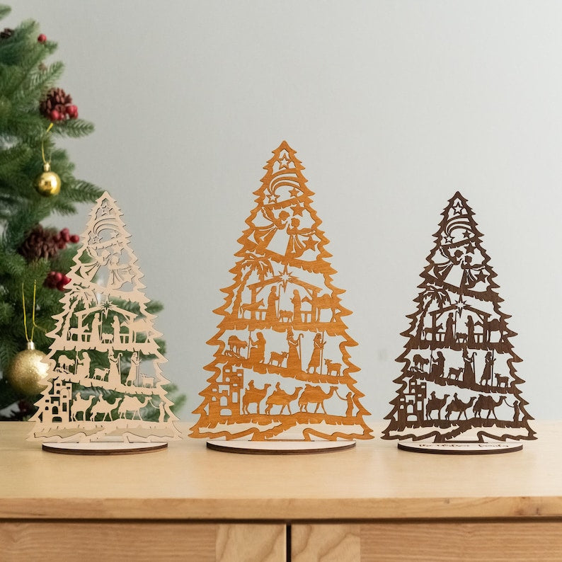 ✨ Wooden Silhouette Christmas Tree