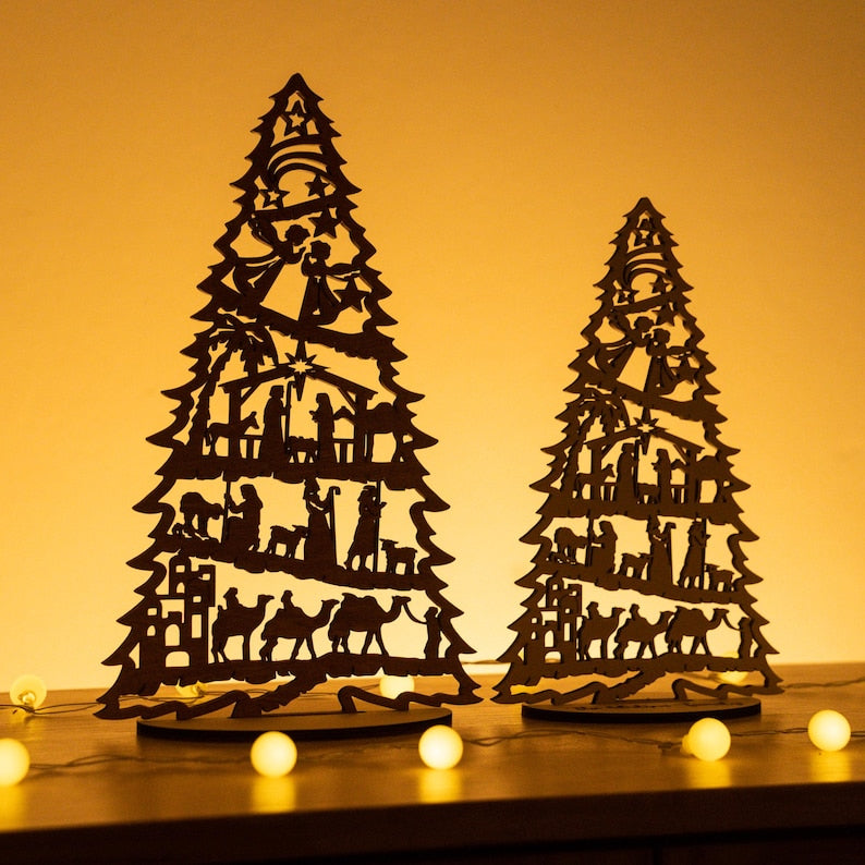 ✨ Wooden Silhouette Christmas Tree