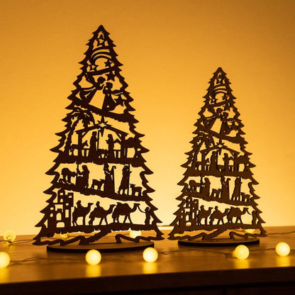 ✨ Wooden Silhouette Christmas Tree