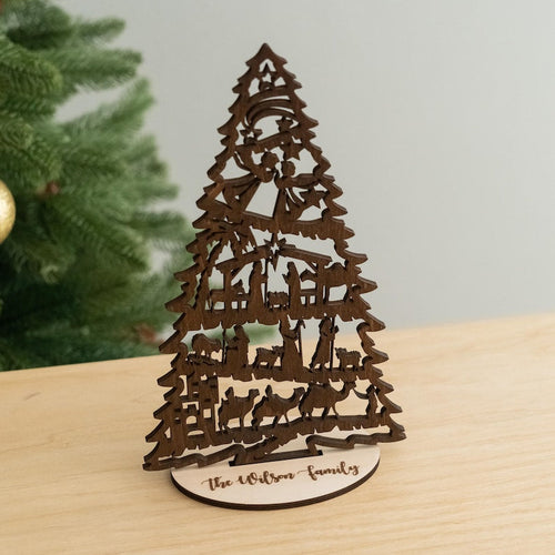 ✨ Wooden Silhouette Christmas Tree