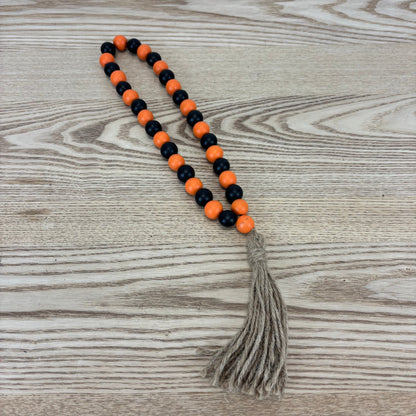 Black & Orange Bead Loop with Tassel