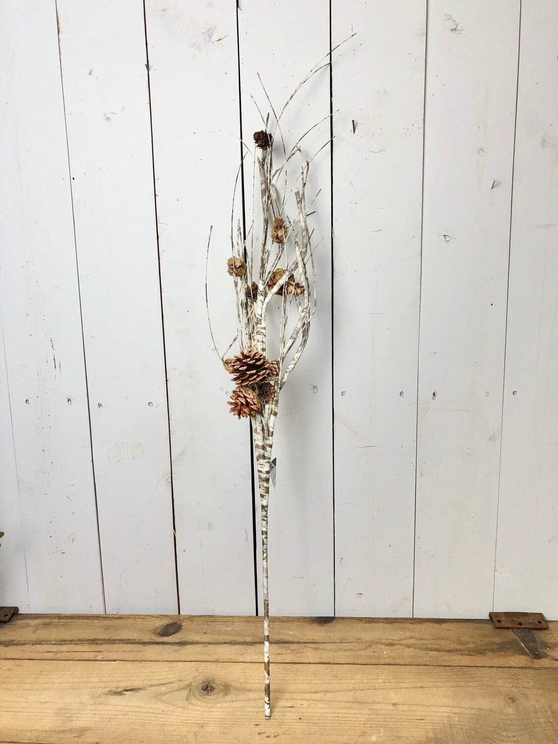 White Birch Pinecone Spray