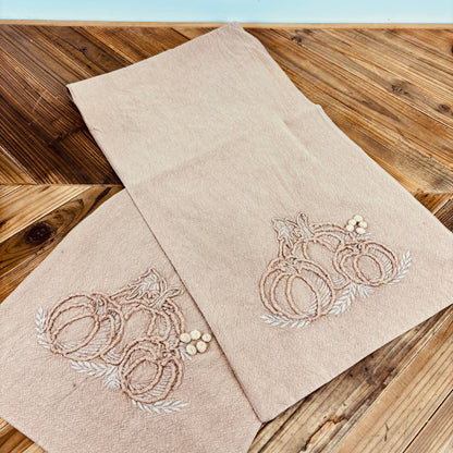 Pumpkin Embroidered Stonewash Table Runner