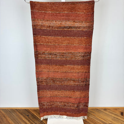 Woven Blend Striped Table Runner with Frayed Edges