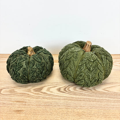 Green Knit Pumpkins - 2 Sizes