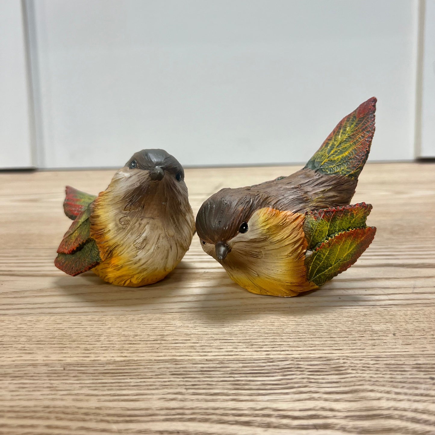 Resin Birds with Leaves - Set of 2