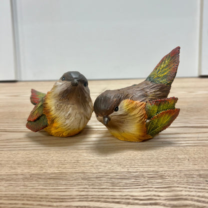 Resin Birds with Leaves - Set of 2