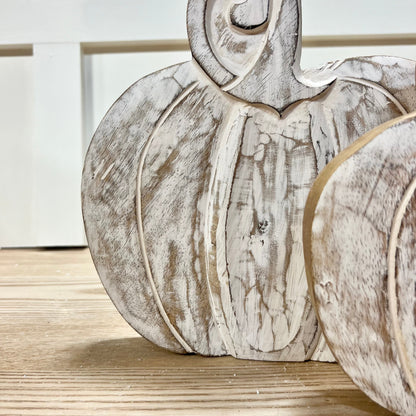 White Washed Mango Wood Pumpkins