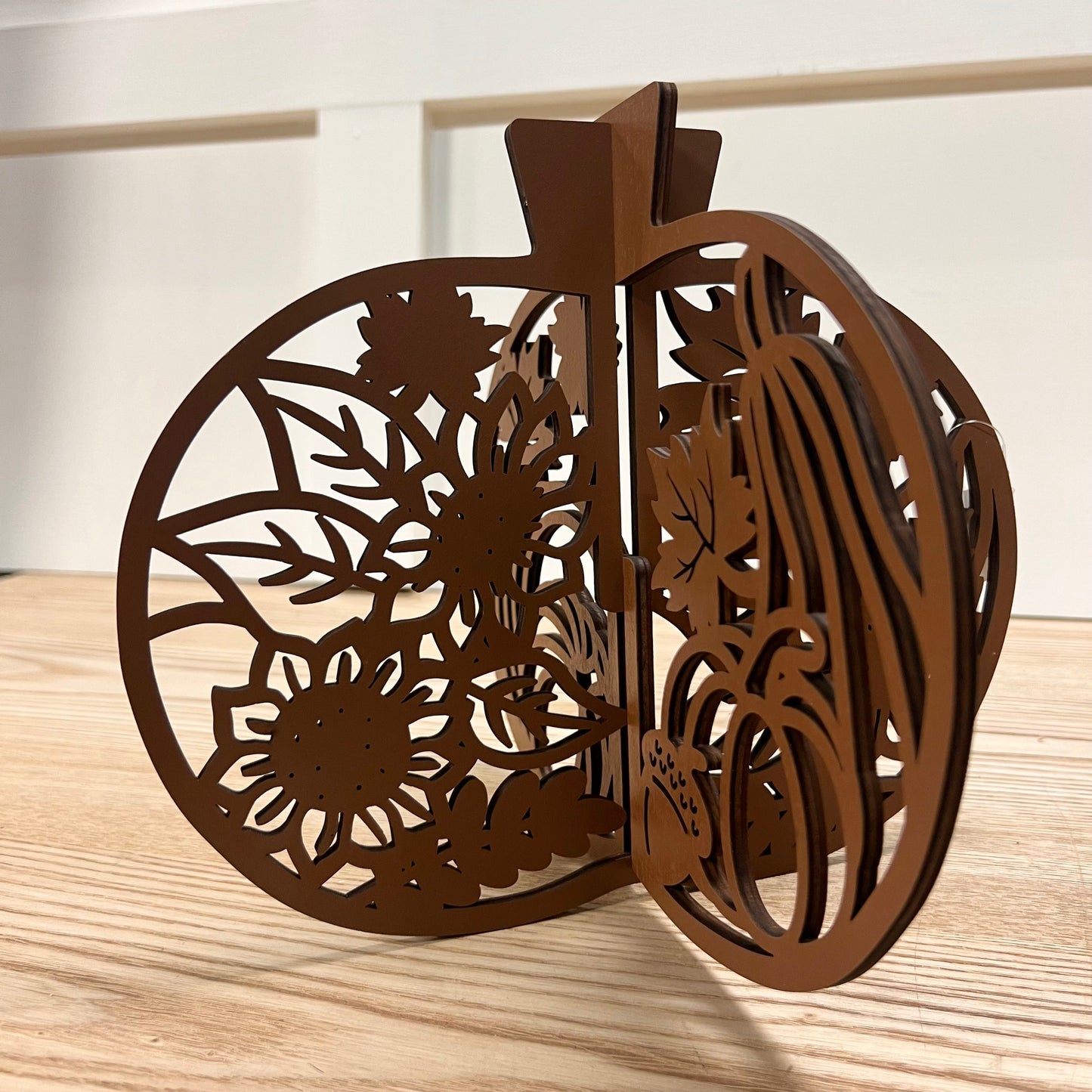 Laser-Cut Wooden Pumpkins - Set of 2
