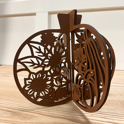 Laser-Cut Wooden Pumpkins - Set of 2