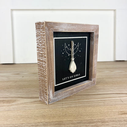 Broom/Pie Reversible Wood Frame Sign