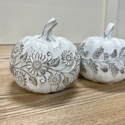 White Washed Resin Pumpkins