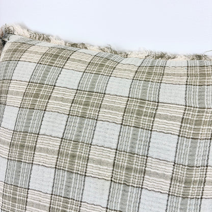 Plaid Square Pillow with Frayed Edges