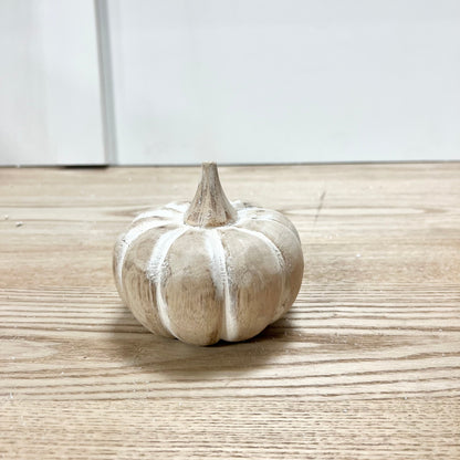 White Washed Mango Wood Pumpkins
