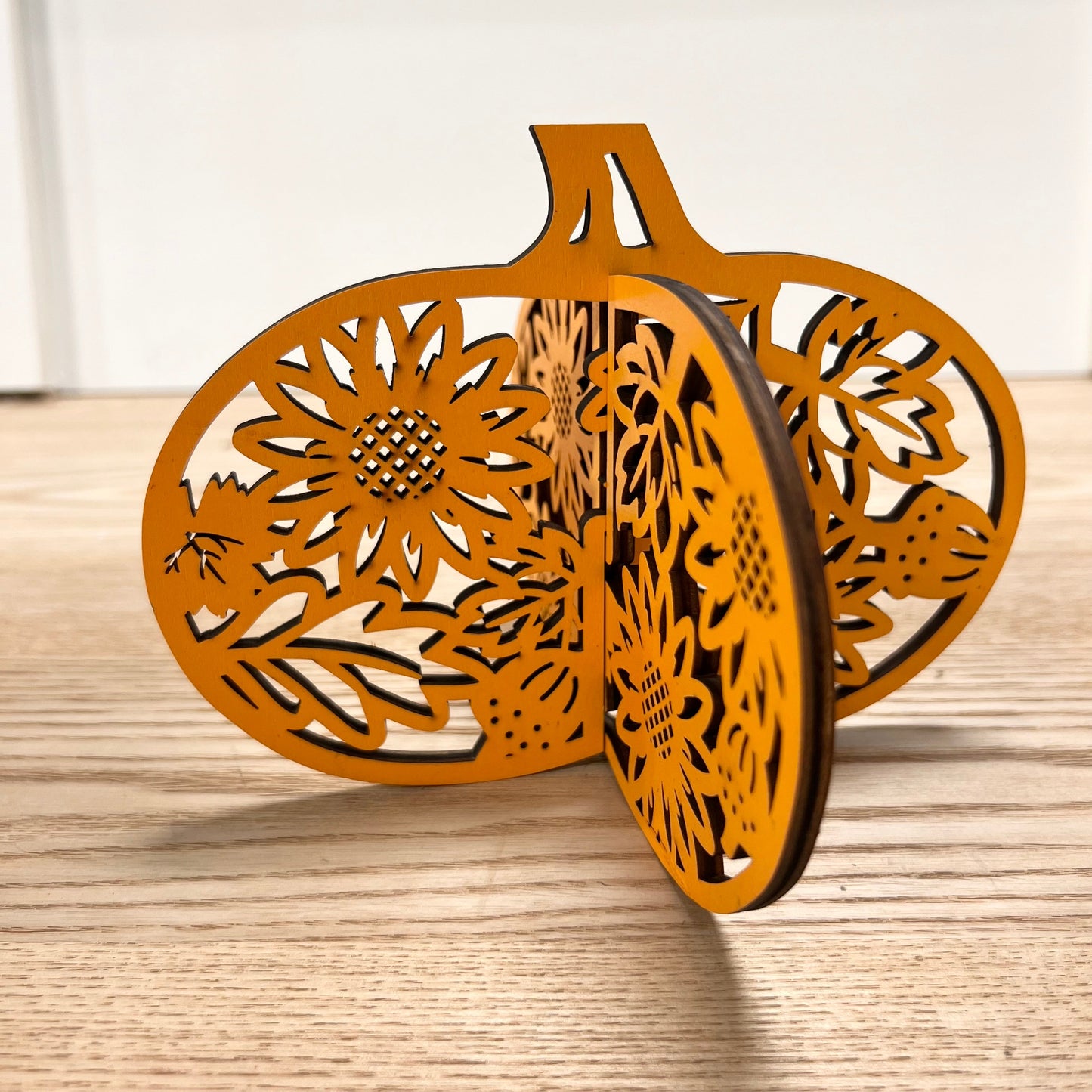 Laser-Cut Wooden Pumpkins - Set of 2