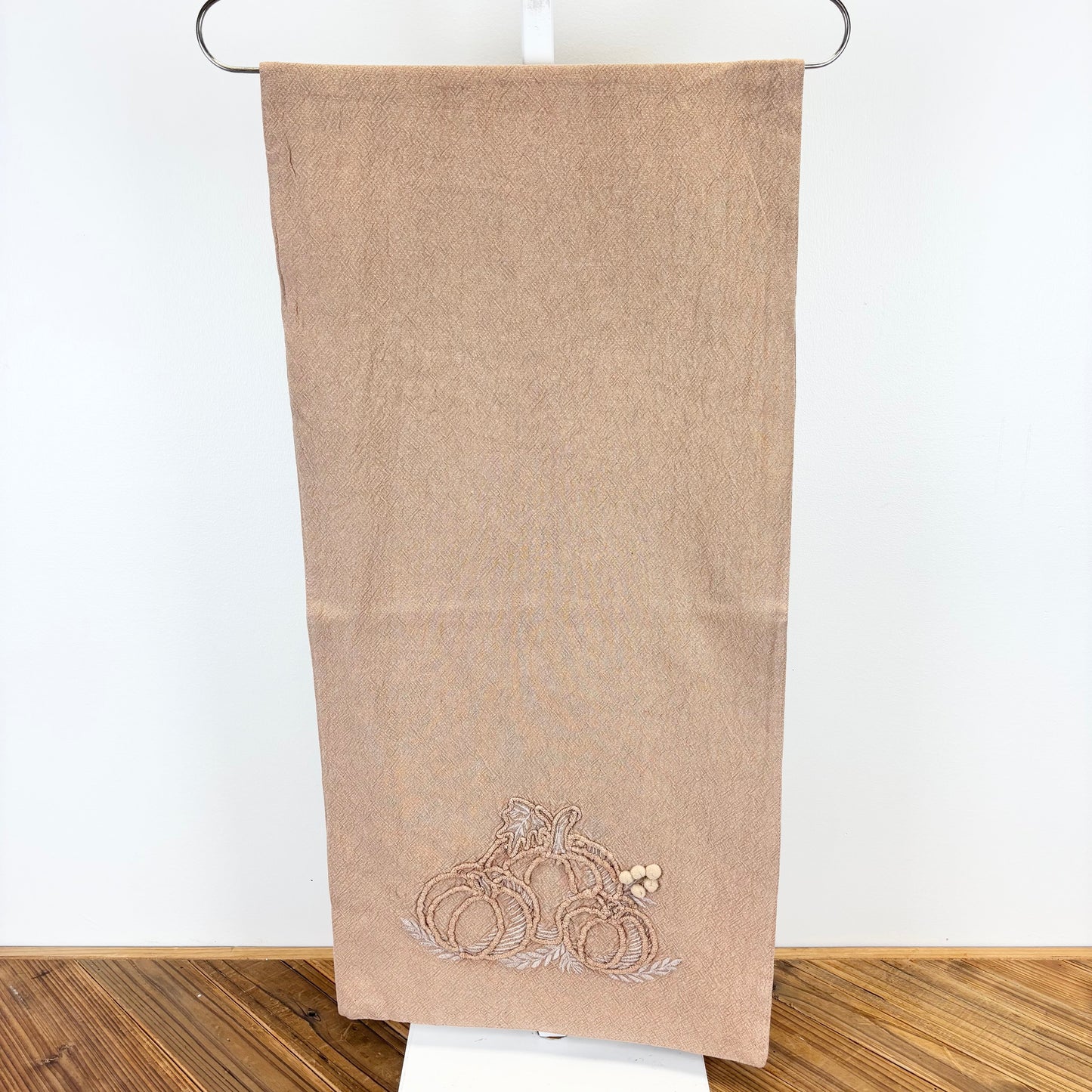 Pumpkin Embroidered Stonewash Table Runner