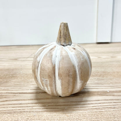 White Washed Mango Wood Pumpkins