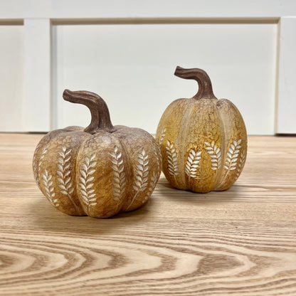 Engraved Resin Pumpkins - Set of 2