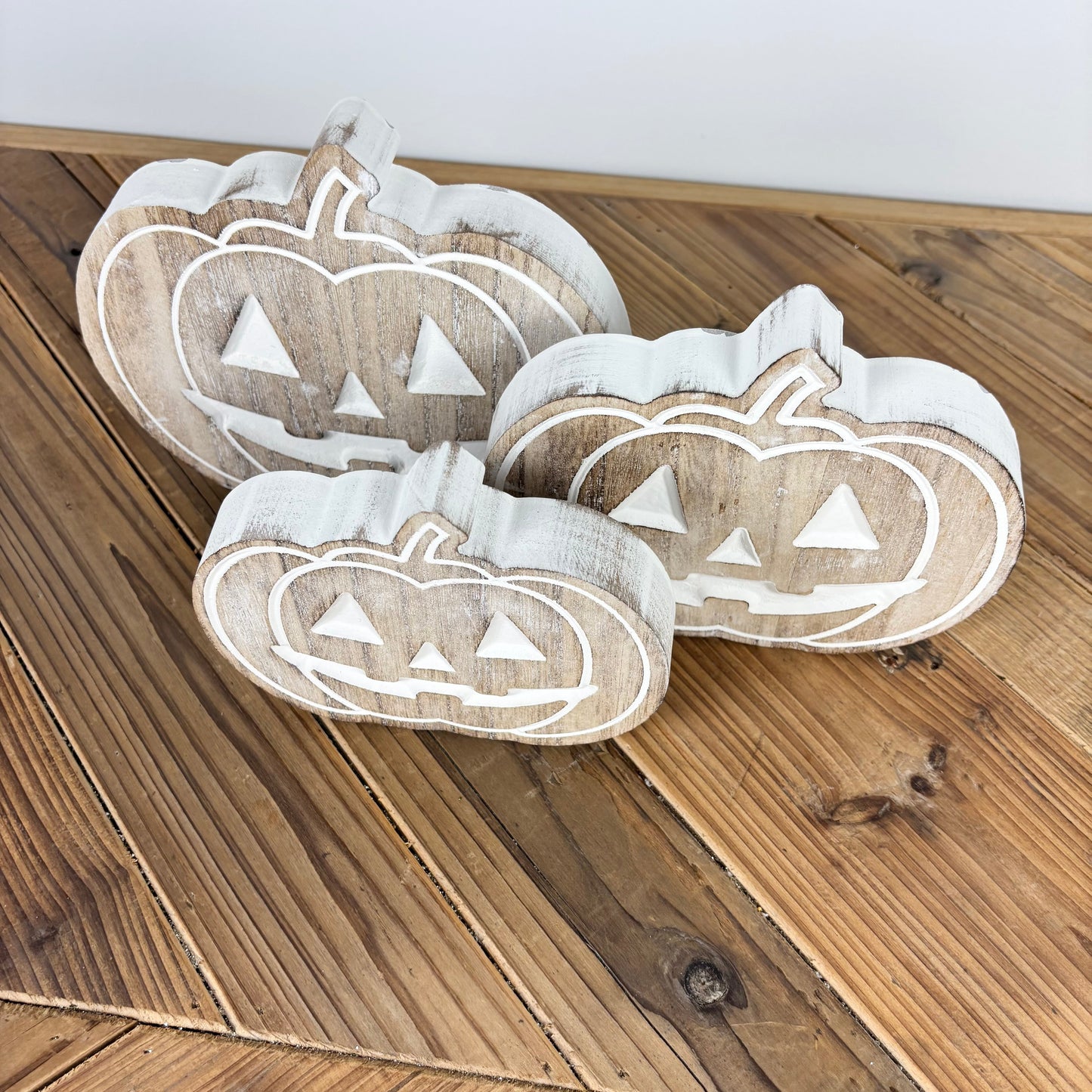 Carved Wood Jack-O-Lantern - 3 Sizes