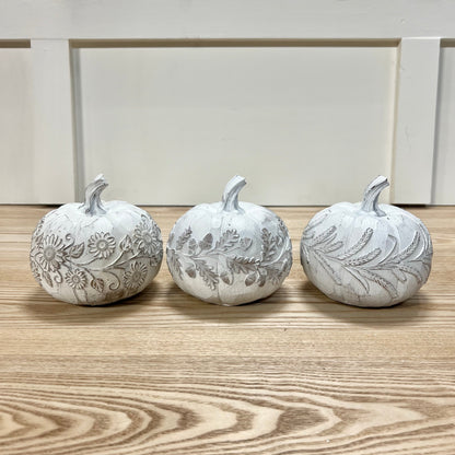 White Washed Resin Pumpkins