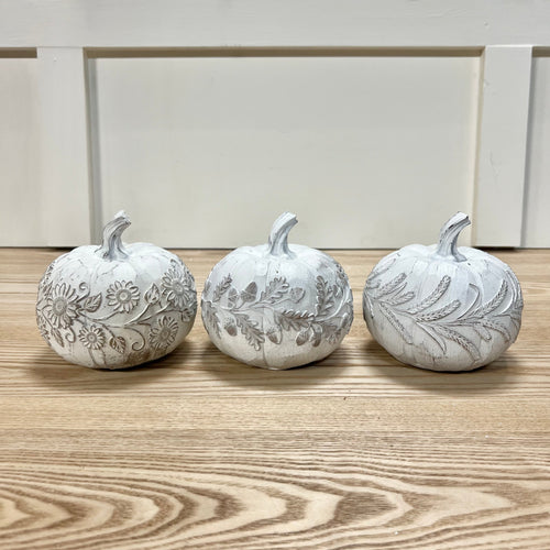 White Washed Resin Pumpkins