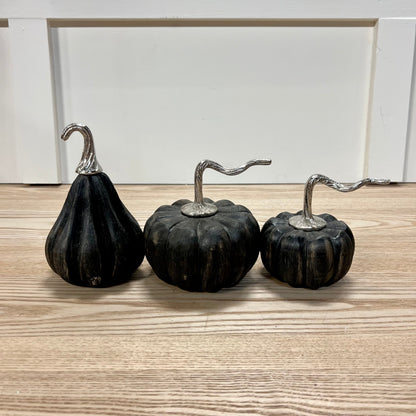 Black Distressed Wooden Pumpkins