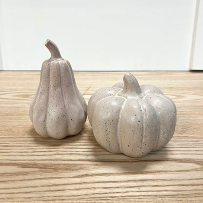 Neutral Stoneware Pumpkins - Set of 2