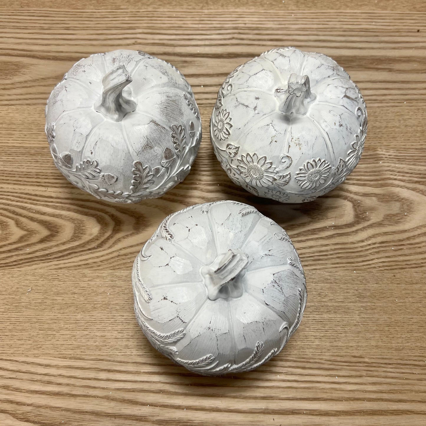 White Washed Resin Pumpkins