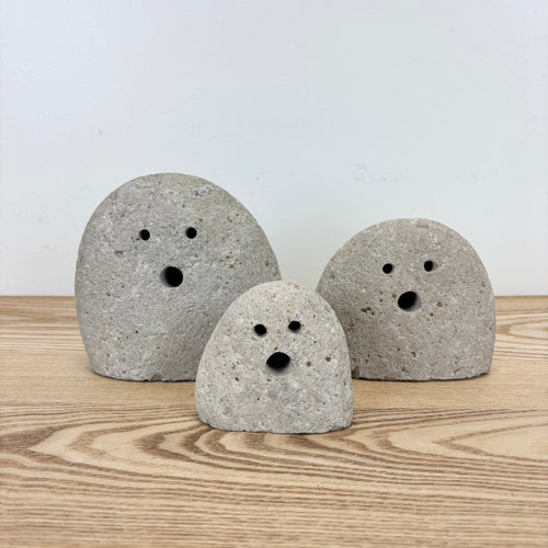 Set of 3 River Rock Ghosts