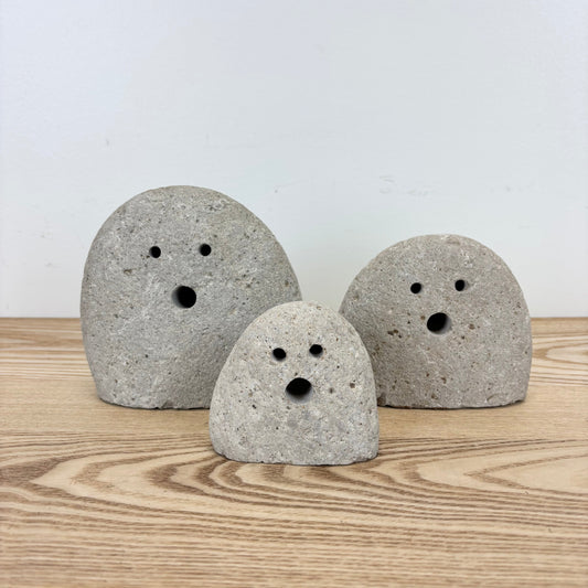 Set of 3 River Rock Ghosts