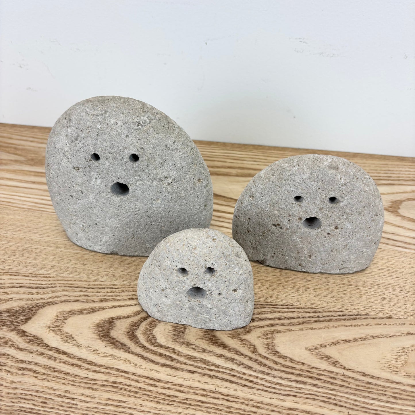 Set of 3 River Rock Ghosts
