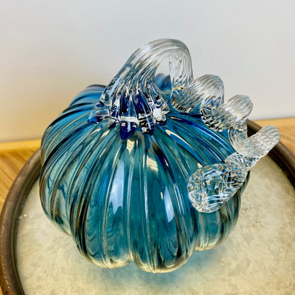 Blue Glass Pumpkin