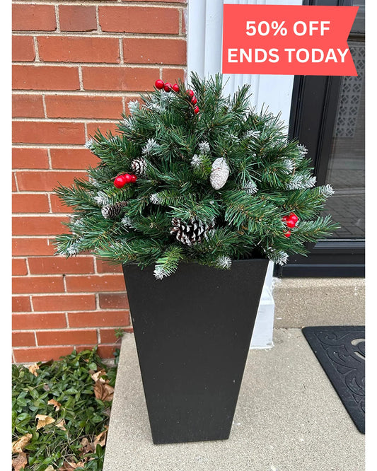 🎅🎄Christmas Sale 50% OFF🎁Pre-lit Artificial Christmas Tree Urn Filler ▶︎ Weatherproof sparkle for entryways and patios🎄