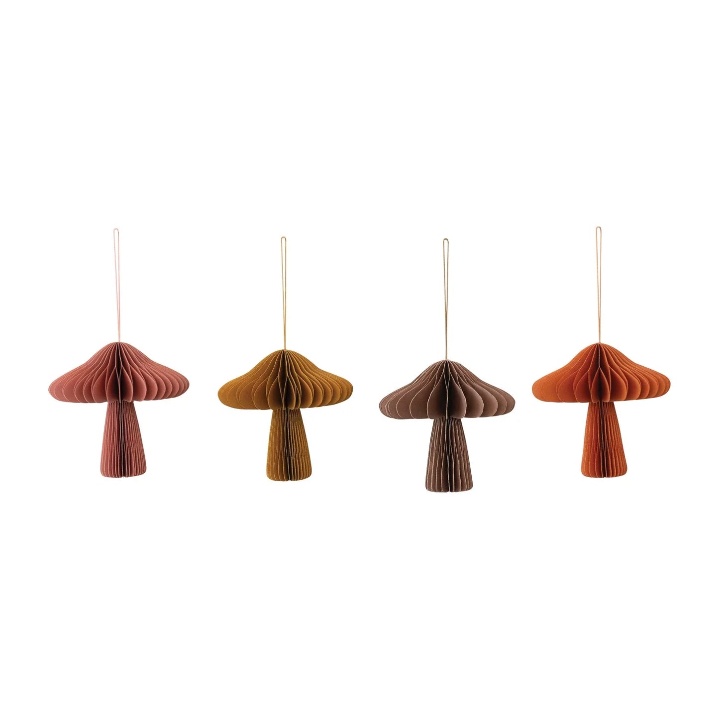 Paper Folding Honeycomb Mushroom Ornament - Set of 4