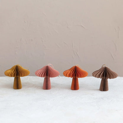 Paper Folding Honeycomb Mushroom Ornament - Set of 4