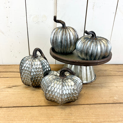 Galvanized Looking Resin Pumpkins
