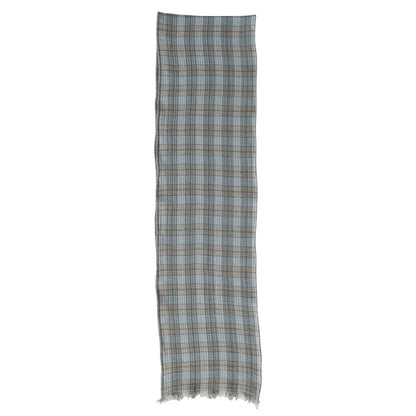 Woven Cotton Double Cloth Table Runner with Frayed Edges Plaid